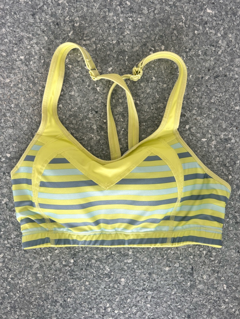 Moving Comfort Yellow & Gray Striped Racerback Sports Bra